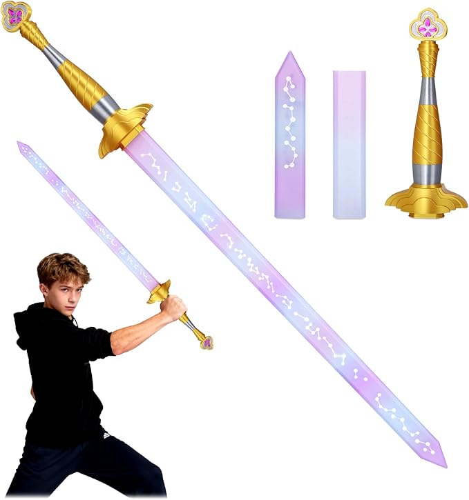 Cosplay Anime Costume Accessories 3D Printed Sword Retractable Weapon Adults Halloween Outfits,Korean Idol Cosplay Weapon Purple