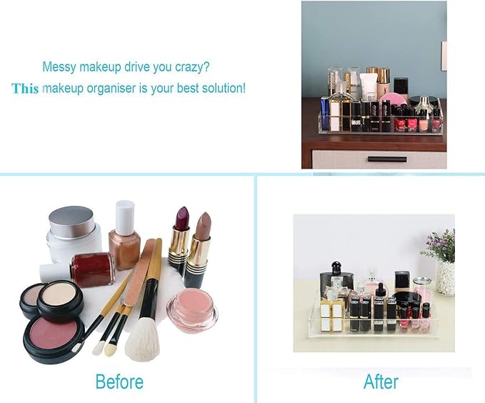 Waterproof Acrylic Serving Tray, Sturdy Thick Nightstand Dresser or Bathroom Vanity Tray Organizer for Change, Coin, Key, Phone, Glasses, Clear Acrylic Storage Valet Organizer