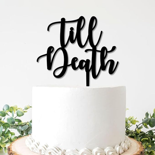 Till Death Cake Topper, Wedding Cake Toppers, Wedding Cake Toppers Bride and Groom, Custom Cake Topper, Customize Your Own Anniversary Mr and Mrs Cake Topper, for Halloween Party, 30 Colours