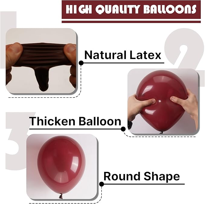 PartyWoo Burgundy Balloons, 85 pcs Wine Red Balloons Different Sizes Pack of 18 Inch 12 Inch 10 Inch 5 Inch Maroon Balloons for Balloon Garland or Balloon Arch as Birthday Party Decorations, Red-Y62