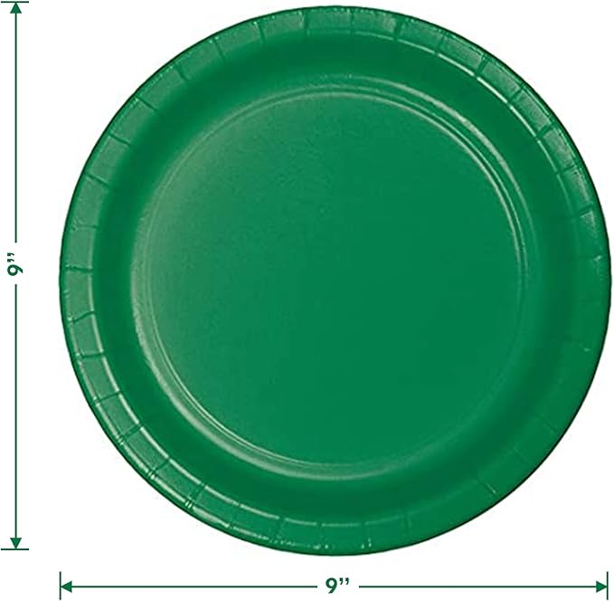 Emerald Green Paper Dinner Plates and Lunch Napkins - Solid Green Party Supplies for St. Patrick's, Mardi Gras, and Spring Parties (Serves 16)