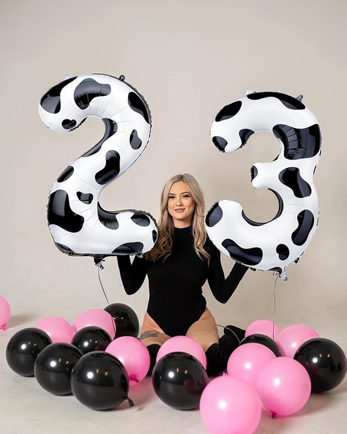 Cow Print Number Balloons, Large Foil Number 0 Balloon 40 Inch Cow Balloon for Boys Girls Birthday Decoration Cow Themed Birthday Party Decorations Farm Animal Party Supplies