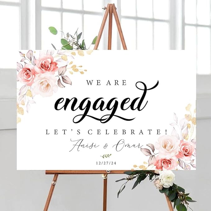 Personalized Engagement Welcome Sign, Engagement Party Sign, Engagement Decor, Engagement Decorations, Engagement Sign, Engaged Sign, Engaged Welcome Sign UNIPROSIGNS #4, Version-04