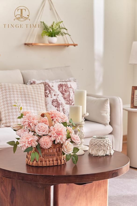 TINGE TIME Pink Artificial Flowers Combo Box Set, Fake Flower Leaf with Stems for DIY Spring Garland Wedding Bouquets Table Centerpieces Baby Shower Home Party Floral Arrangements Decorations