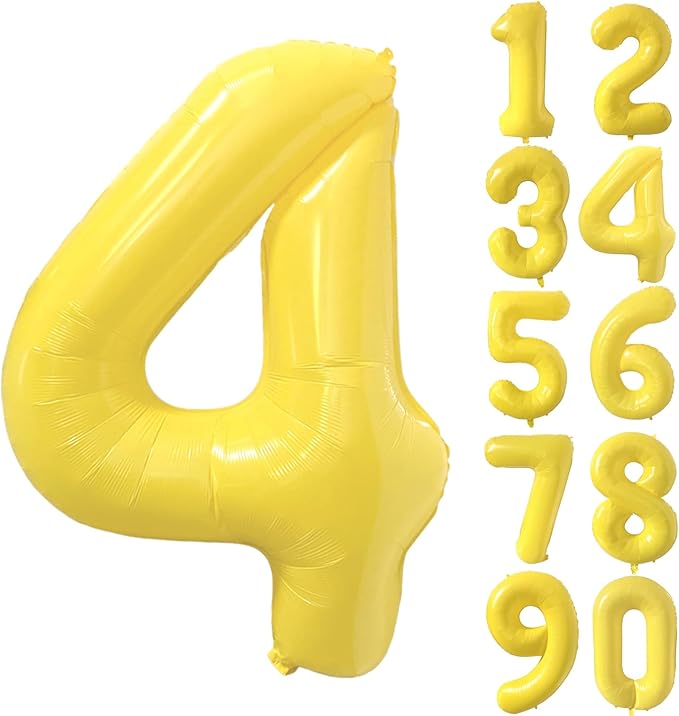 40 inch Yellow Number Balloon Giant Foil Helium Balloons Number 4 Balloon for 4th Birthday Party Decorations