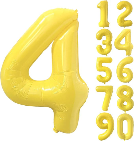40 inch Yellow Number Balloon Giant Foil Helium Balloons Number 4 Balloon for 4th Birthday Party Decorations