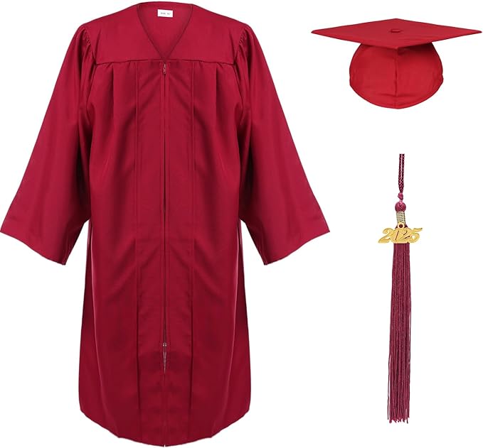 Unisex Adult Matte Graduation Cap and Gown Tassel Set