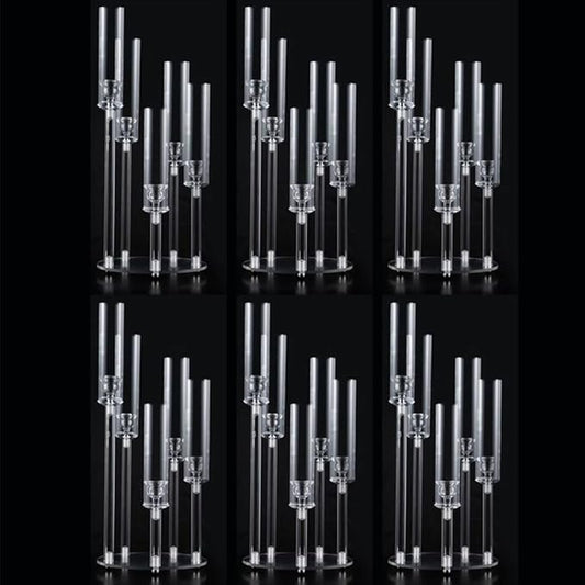 6sets Acrylic Candelabra Centerpieces for Tables,5 Arm Cluster Candle Holder for Wedding Decor Candlesticks Candle Sticks Holder Decor for Table Centerpiece,Baby Shower,Festival,Party & Windowsill
