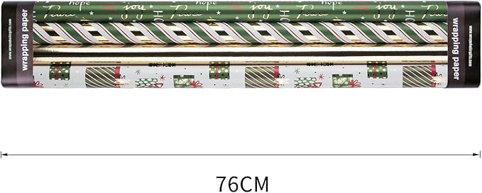 WRAPAHOLIC 30 Inch Green Christmas Wrapping Paper Roll - Jumbo Roll Green Holiday Set with Metallic Foil Shine - 4 Rolls - 30 Inch x 120 Inch Per Roll