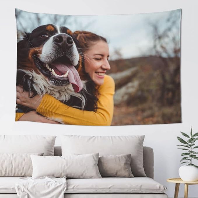 JINJUREN Custom Tapestry Upload Images Banners and Signs Customize For Bedroom 59 * 59 inch Square