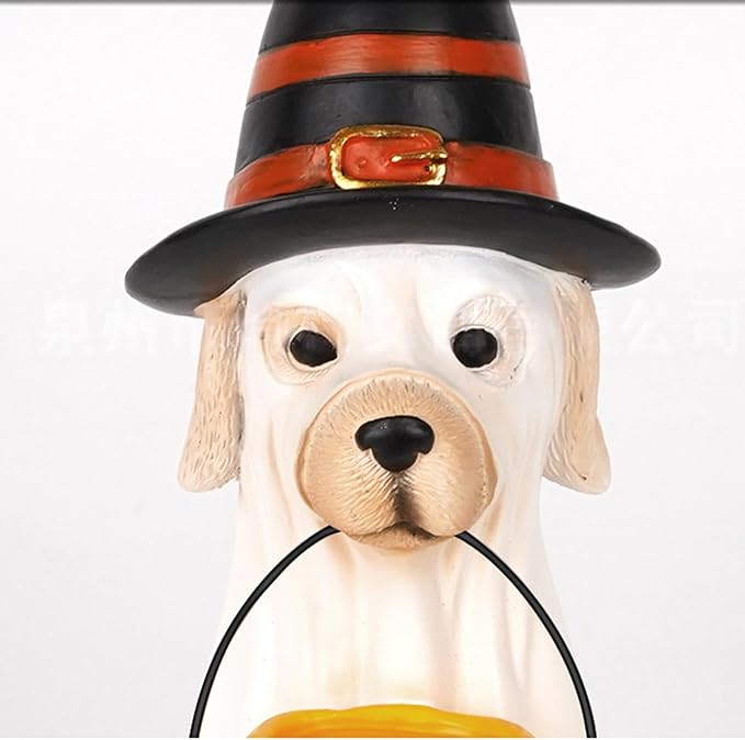 Halloween Decorations Halloween Ghost Figurine, Sculpted Hand-Painted Dog Figurine Gift, Ghost Figurines for Home, Office, Desk Decor, Cute Ghost Decor Home Decor Indoor (White-Yellow)