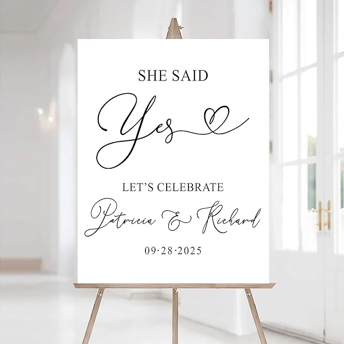 Whimsical Engagement Party Decoration, Wavy Engage Celebration Sign, Hand Drawn Engagement Welcome Signs, Quirky Wedding Signages #1