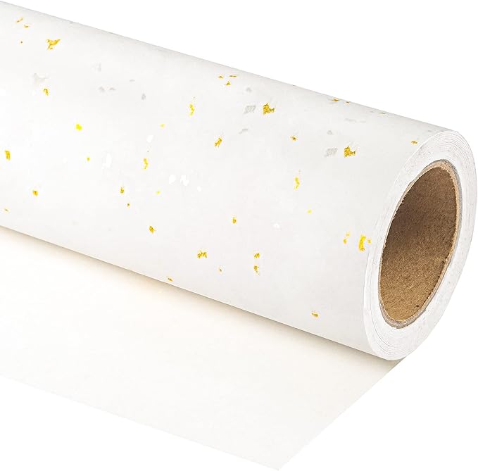 WRAPAHOLIC Ivory Wrapping Paper Roll - Mini Roll - 17 Inch x 16.5 Feet - Ivory Gold Design with Silky Touch Perfect for Birthday, Wedding, Baby Shower, Holiday