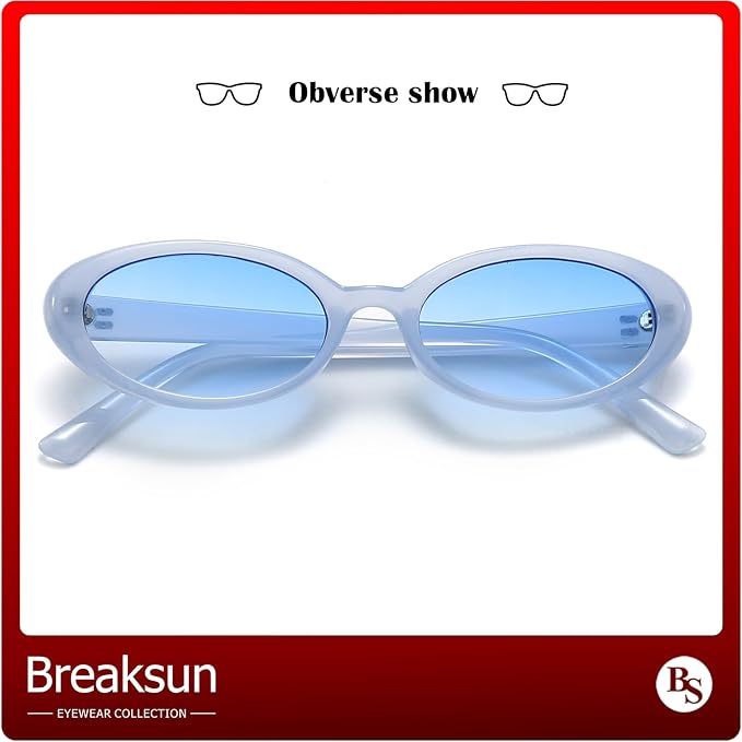 Retro Oval Sunglasses for Women Men Fashion Small Oval Sunglasses 90s Vintage Shades