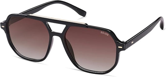 SOJOS Retro Trendy Aviator Polarized Sunglasses Men Women Vintage 70s Square Stylish Frame Sun Glasses SJ2283