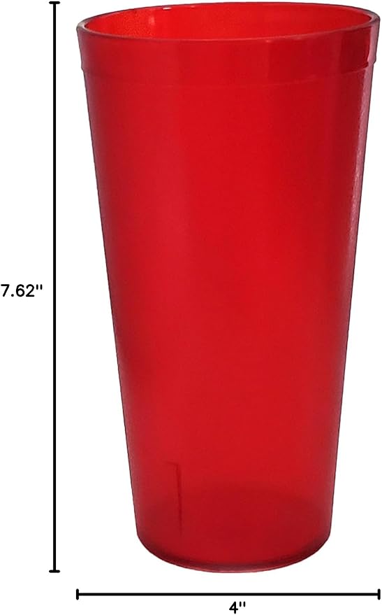 Party Outlaw Red Plastic Cup Tumblers 6 Pc 32oz Lightweight, Heavy Duty Stackable Cafe Style Plastic Glasses. Reusable & Dishwasher Safe Ice Tea & Water Cupsafe Ice Tea & Water Cups