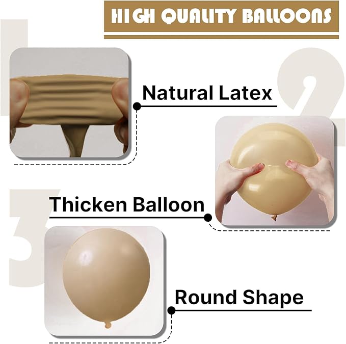 PartyWoo Cream Balloons 50 pcs 12 Inch Beige Ivory Nude Neutral Boho Fall Latex Helium Balloons for Wedding Graduation Birthday Boy Baby Shower Cowgirl Jungle Theme Party Decorations Brown-F56