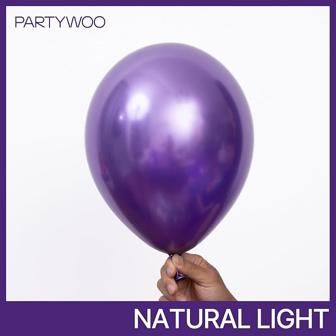 PartyWoo Metallic Purple Balloons 100pcs Different Sizes of 18 12 10 5 Inch Chrome Purple Balloon Arch Kit Garland for Graduation Wedding Baby Shower Princess Birthday Party Decorations Purple-G105