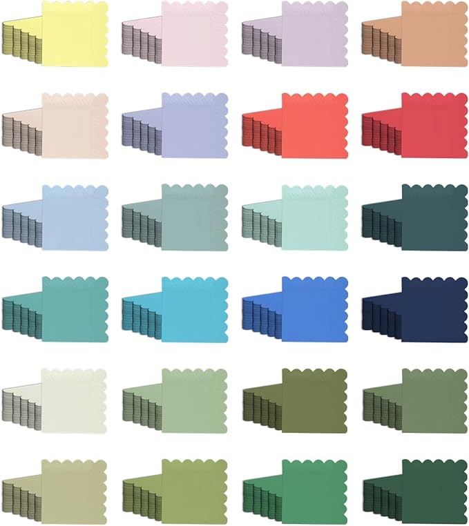 qiqee 24 Morandi Colors Cocktail Napkins 5x5inch Disposable Beverage, Wedding, Dinner, Birthday Party Dessert Wave Paper Napkins(120 Count)