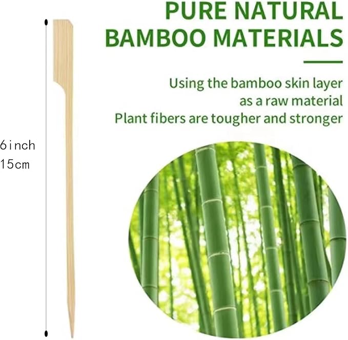 6 Inch Cocktail Picks, 1000PCS Bamboo Skewers for Appetizers, Toothpicks for Appetizers, Flat Paddle Wooden Skewers Food Sticks for Party Drinks Fruit BBQ, Charcuterie Boards Accessories.