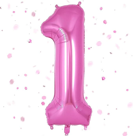 Pink Number Balloons, Large Hot pink Number 1 Balloon 40 Inch Pink 1 Balloon for Men Women Boys Girls 1st Birthday Party Decoration