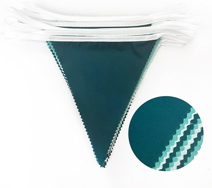 32Ft Teal Party Decorations Dark Green Teal Blue Triangle Banner Flag Pennant Fabric Garland Streamers for Summer Birthday Aqua Green Baby Shower Sea Beach Turquoise Party Outddor Decor Supplies