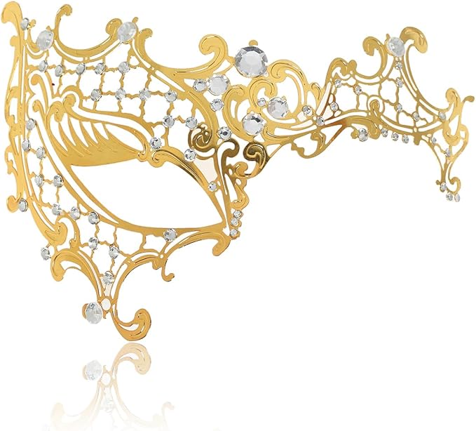 Couple Masquerade Mask for Women Men Laser Cut Metal Mask Venetian Mask for Party Ball
