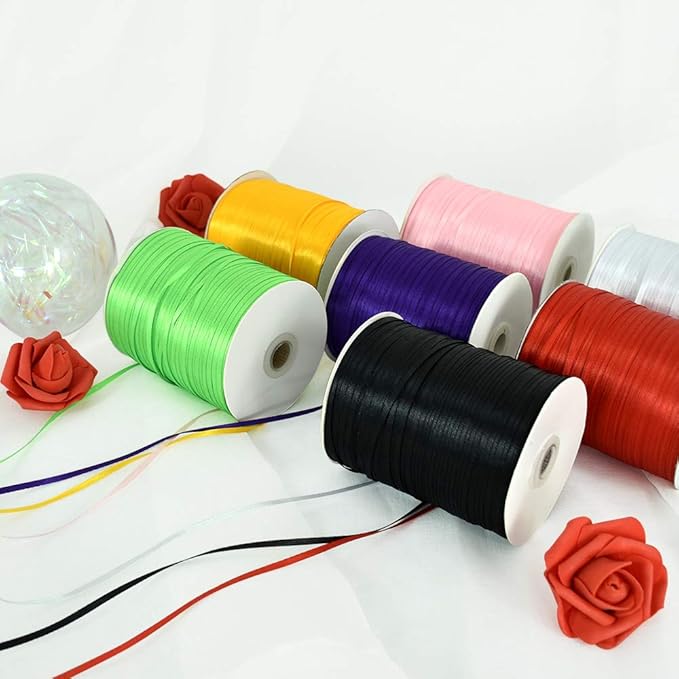 TONIFUL 1/8 Inch x 870 Yards Gold Thin Solid Satin Ribbon Giant Spool Double Face Woven Polyester Ribbons for Crafts Hanging Tags Invitation Card Balloons Hair Gift Wrapping Party Decoration