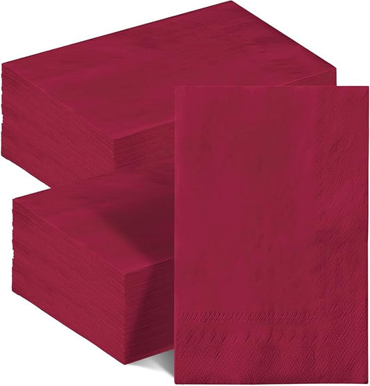 qiqee Rose Red Paper Napkins 13 * 16inch Guest Paper Disposable Towels Napkin Paper Hand Towels for Wedding, Dinner, Birthday Party, Dessert Cocktail ＆ Kitchen Napkins（ 120 Count）