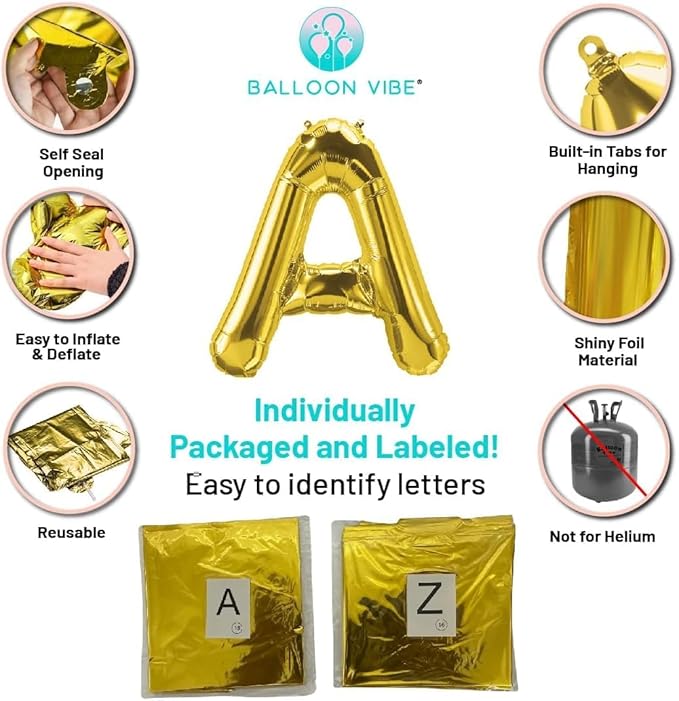 BALLOON VIBE Friendsgiving 2025 Balloons Banner - 16” Foil Balloons Kit for Happy Friendsgiving Party Decorations & Photo Props - Includes Straws, Ribbon & Adhesive Dots