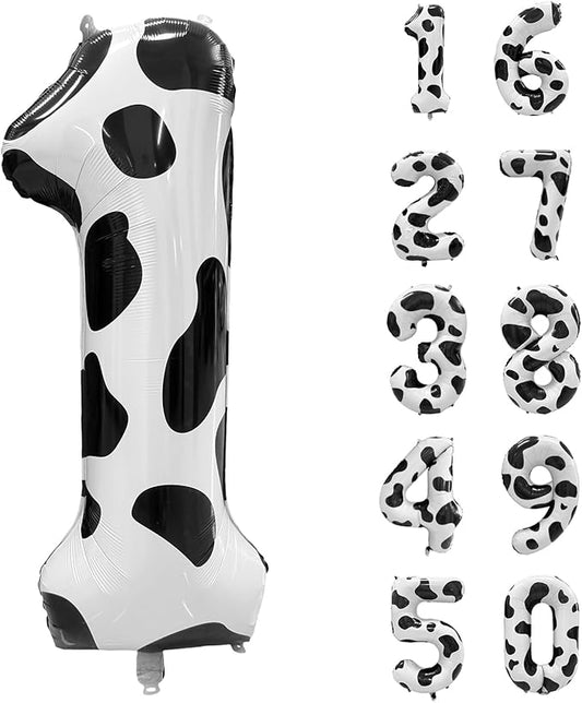 Cow Print Number Balloons, Large Foil Number 1 Balloon 40 Inch Cow Balloon for Boys Girls Birthday Decoration Cow Themed Birthday Party Decorations Farm Animal Party Supplies