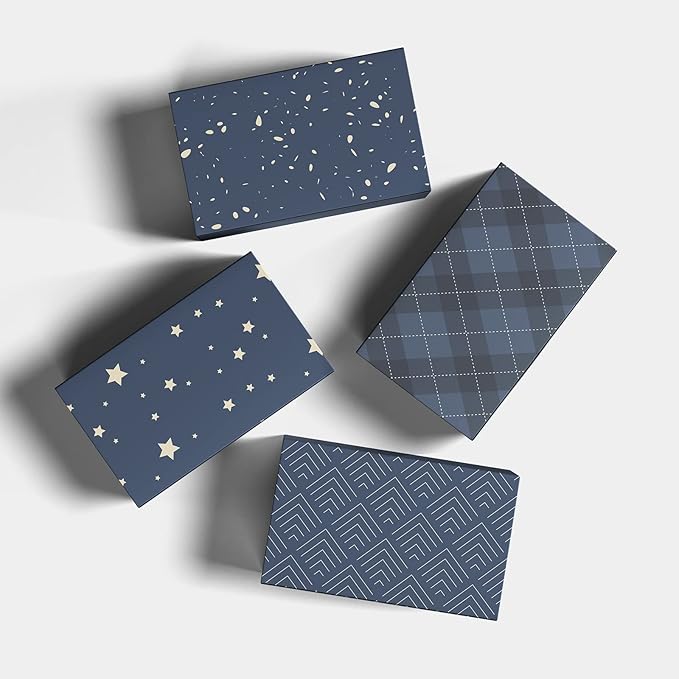 Wrapping Paper Flat 8 Sheets for Birthday, Holiday, Father'S Day, Weddings, Graduations, Navy Printed with Geometric Patterns, Checks, Stars, Spots 20 X 29 Inches Each