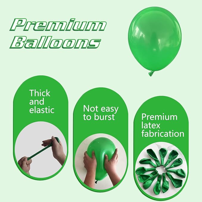 Green Balloons 145pcs Different Sizes 18 12 10 5 Inch for Birthday Wedding Baby Shower Jungle Summer Theme Anniversary Celebration Decoration
