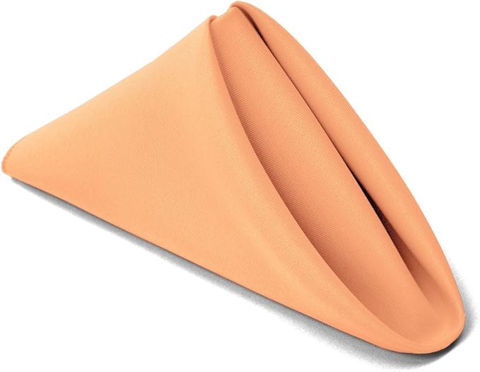 TableLinensforLess 17x17 Inch Polyester Cloth Napkins, Set of 12 (Peach)