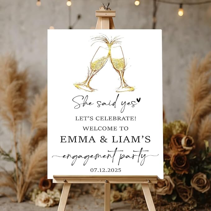 Champagne Engagement Welcome Sign, Engagement Party Welcome Sign, She Said Yes, We're Engaged Decorations, Engaged Signs, Personalized Engagement Party Signs