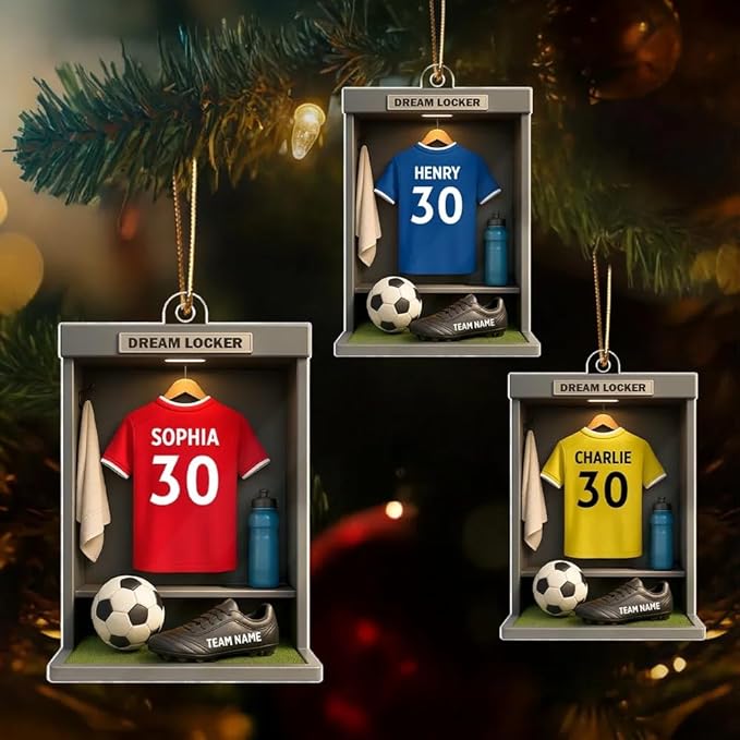 Personalized Soccer Christmas Acrylic Ornament, Soccer Ornament, Soccers Ornaments Christmas Tree Hanging Ornaments Tree Decorations, Soccers Player Uniform /2