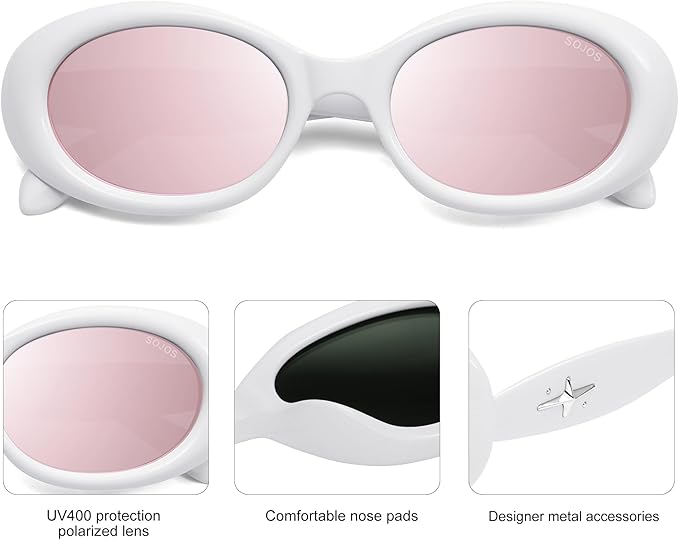 SOJOS Small Retro Oval Polarized Sunglasses for Women Men 90s Vintage UV400 Protection Tiny Sun Glasses SJ2286