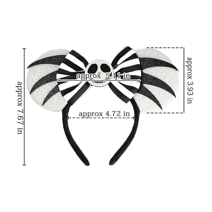 LED Mouse Ear Halloween Light Up Headband, Flash Glowing Hair Bow Party Decoration Headwear Hair Accessories for Women Girls