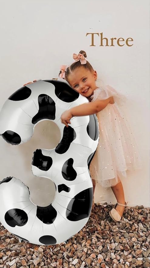Cow Print Number Balloon Birthday Decorations, 40 inch Number balloon 0-9(Zero-Nine), Cow Balloon for Farm Birthday Party Supplies, Cow Themed birthday party Decorations (Number 8)