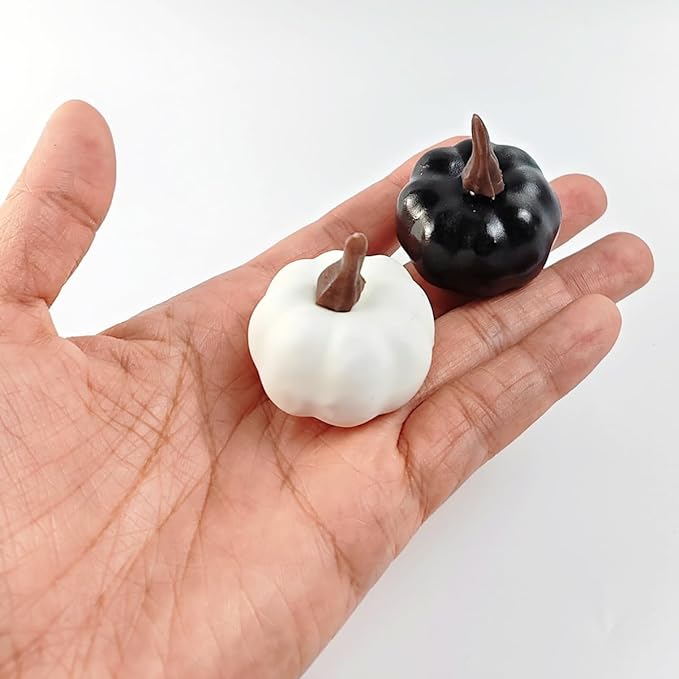 TIHOOD 20PCS Mini Artificial Pumpkins, Fall Harvest Simulation Pumpkins Decor Fake Fruit Home Decor for Halloween Thanksgiving Party Decorations (White)