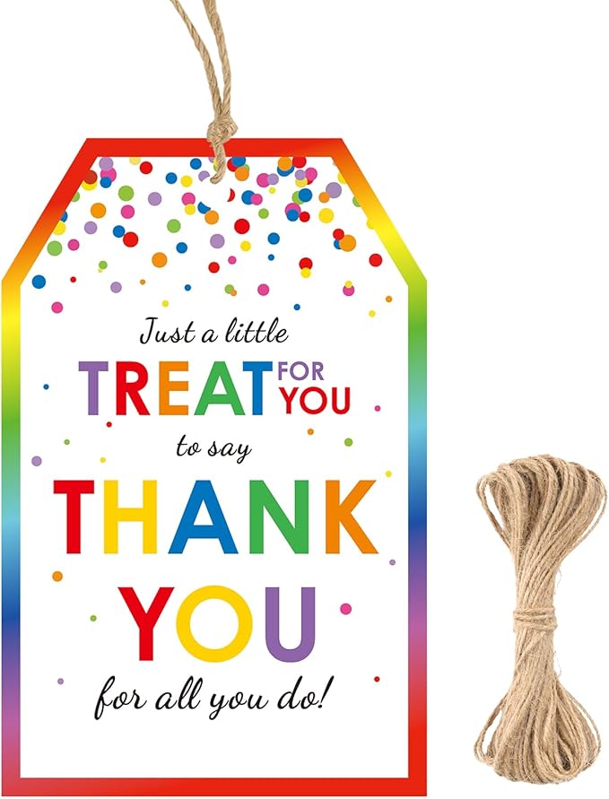 G2PLUS Thank You Tags, 50PCS Thank You for All You Do Tags, Colorful Dots Treat Thank You Tag, Thank You Paper Gift Tag with String for Present Wrapping, Gift Bags, Party Favors
