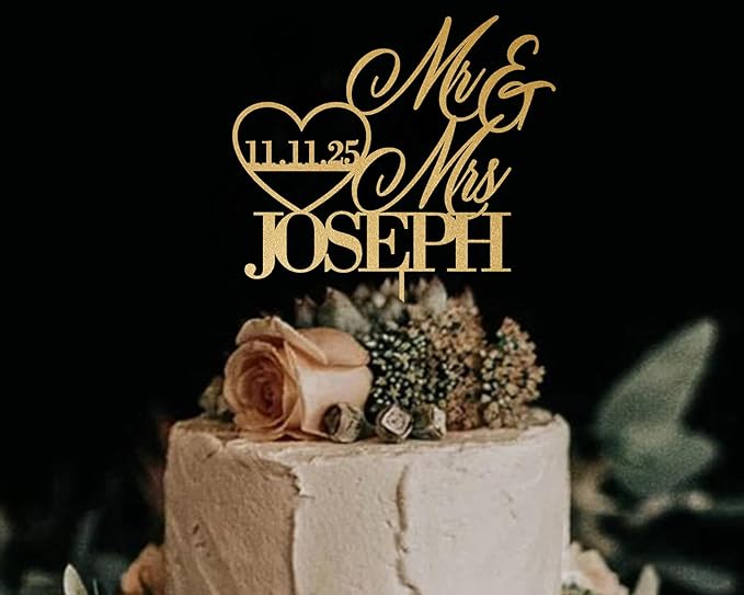Wedding Cake Toppers, Wedding Cake Toppers Bride and Groom, Custom Cake Topper, Customize Your Own Anniversary Mr and Mrs (Cake Topper Design 3)
