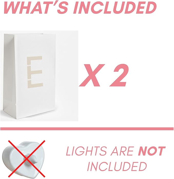 Light Up Letter E - Luminary Bags Perfect for Personalized Happy Birthday Banner, Proposal Decorations, Engagement Party Decorations and Congratulations Banner for Your Loved One