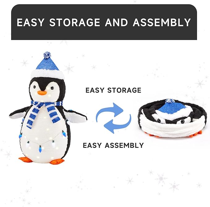 DUMOS 2-Piece Lighted Penguin Family Outdoor Christmas Decoration, Pop up Holiday Decor with 150 LED Lights for Yard, Garden, Storefront, Blue