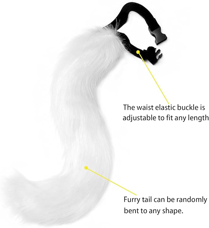 Adolala Faux Fur Fox Tail Cat Wolf Set Plush Mask Fluffy Paw Gloves Halloween Christmas Party for Women