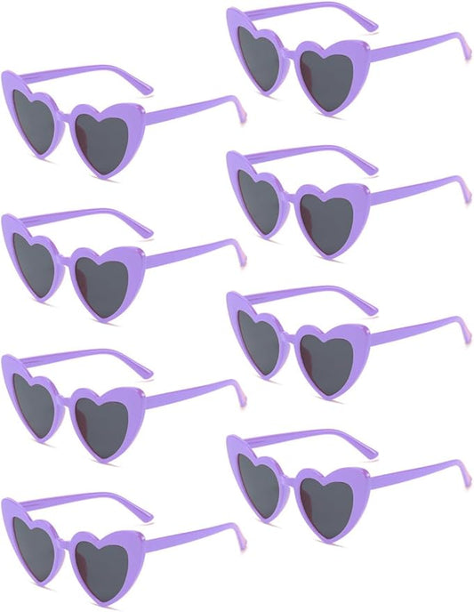 8 Pack Heart Sunglasses Vintage Cat Eye Heart Glasses Retro Bachelorette Bride Sunglasses Bulk for Women