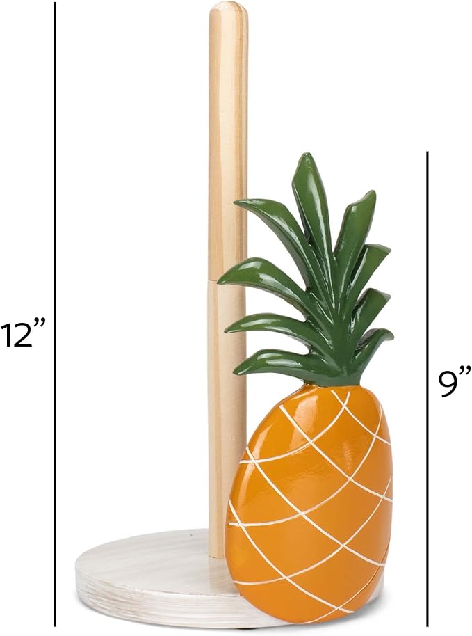 Elanze Designs Tropical Pineapple 12 inch Resin and Wood Paper Towel Holder