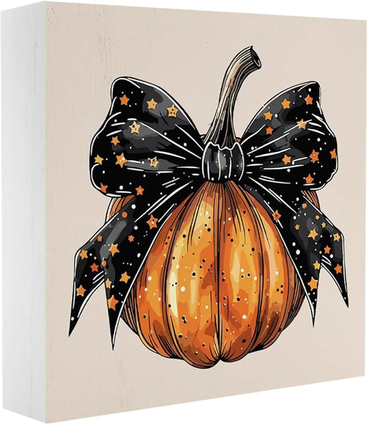 Halloween Fall Decor Cute Fall Decorations for Home Office Spooky Vibes Autumn Pumpkin Decor Funny Autumn Decorations for Desk Table 5 x 5 inches