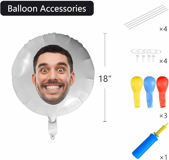DIYKST Custom 18" Balloons with Logo Personalized Balloon with Photo Text Face on Balloon Design Your Own Balloons