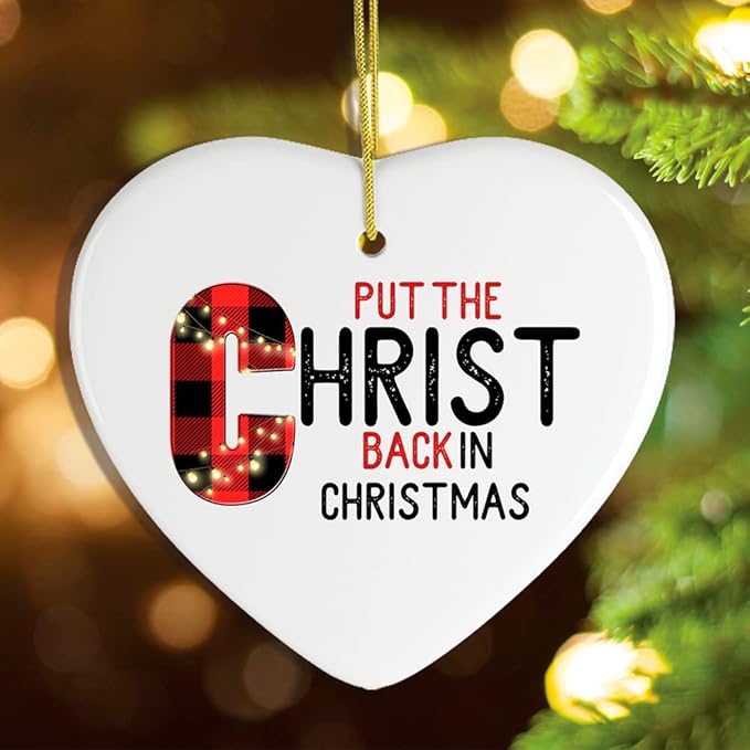 Religious Themed Christmas Ornaments, Nativity and Jesus Christ Decorations (Put The Christ Back in Christmas Holiday Ornament, Religious Christian Theme)